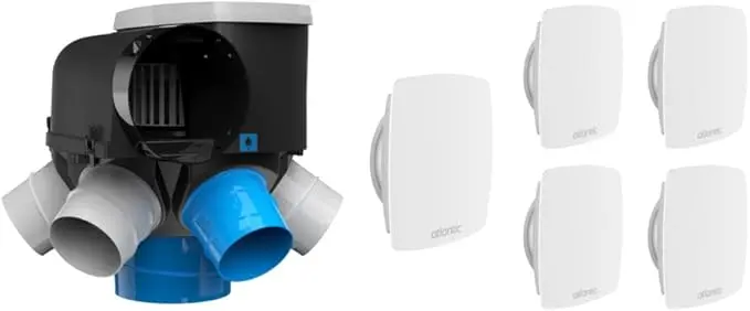Kit complet VMC simple flux hygroréglable avec moteur et bouches d'extraction
