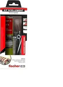 Kit complet de scellement chimique Fischer contenant résine, tamis et tiges filetées pour fixation dans matériaux creux.