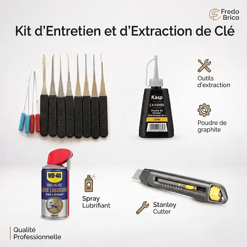 kit entretiens serrure et extraction clé cassé